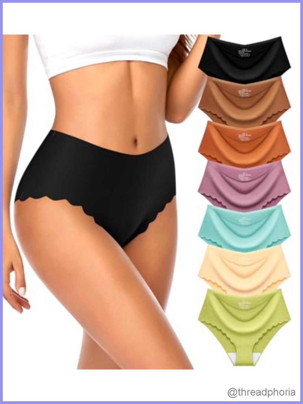 7 Pack High Waisted Seamless No Show Cheeky Panties for Women Breathable Briefs